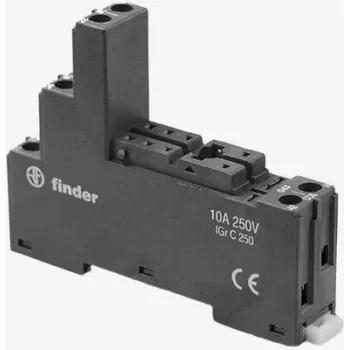 Finder 95.050 Screw Terminal Socket for 40/44/51/52/61 Series Relays, DIN Rail/Panel Mount, 8-Pin, 10 A, 250 V AC, Black