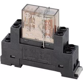 Finder 95.65M Relay Socket with Retaining Clip for 65 Series Relays, 3-Pole, 10 A, 250 V AC, Screw Terminals, DIN Rail/Panel Mount