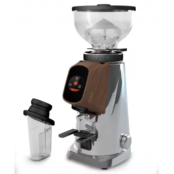 Fiorenzato AllGround Coffee Grinder Matte Chrome Oak Wood 230V EU Dark-T Titan