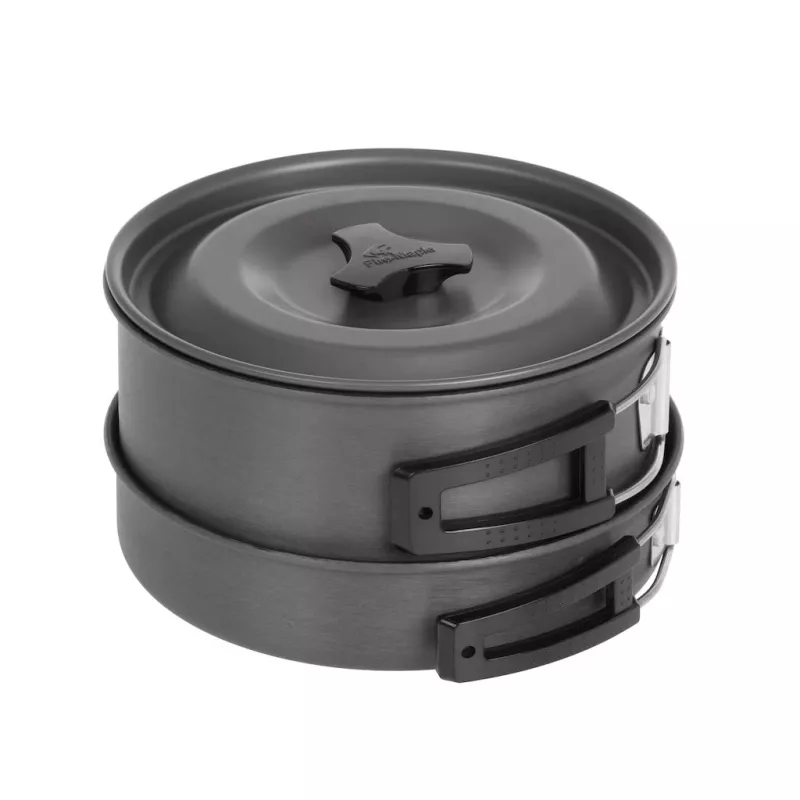 FIREMAPLE FMC-201 Camping Cookware Set - 8-Piece Hard Anodized Aluminum Pot and Pan Kit with Nesting Design for 1-2 People