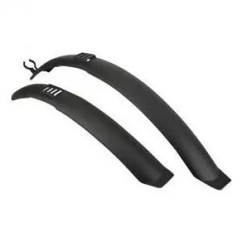 FISCHER Bicycle Mudguard Set 24-26 Inch Wide Profile Front and Rear Splash Protection Black 85965