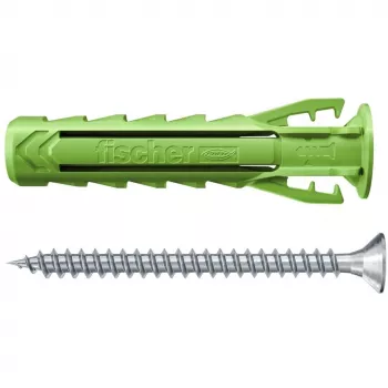 Fischer DUOPOWER Screw and Dowel Set 100 Pieces - 6x30/8x40/10x50 mm - PZ2 - Green