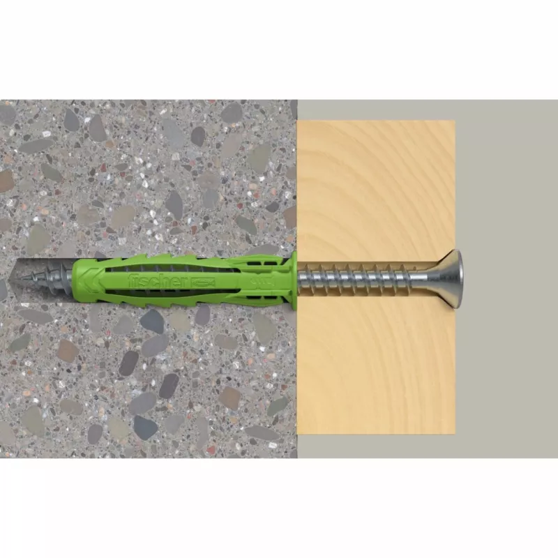 Fischer DUOPOWER Screw and Dowel Set 100 Pieces - 6x30/8x40/10x50 mm - PZ2 - Green