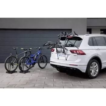 Fischer ProlineEvo Towbar Bike Rack for 2 Bicycles, 45 kg, E-Bike Compatible, Foldable, Tilt Function, 13-pin