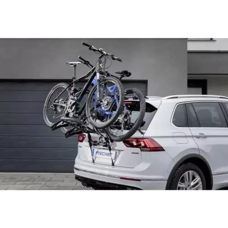 Fischer ProlineEvo Towbar Bike Rack for 2 Bicycles, 45 kg, E-Bike Compatible, Foldable, Tilt Function, 13-pin