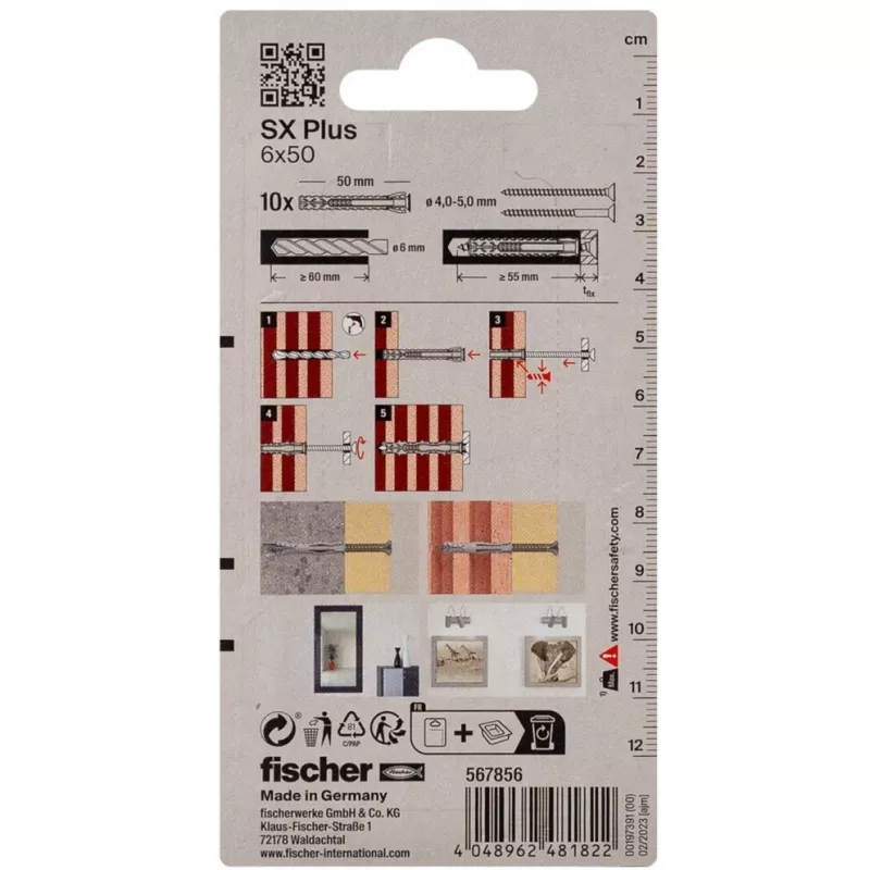 Fischer SX Plus Expansion Plug 6x50 mm (10 Pieces) 567856