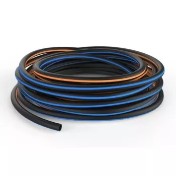 Fiskars 1027102 Garden Hose Reel Set 20 m, 9 mm PVC Hose, Freestanding Waterwheel, Black/Blue/Orange, with Adjustable Nozzle and Universal Connectors