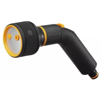 FISKARS Multi-Spray Gun 3-Pattern Watering Nozzle with SoftGrip™, Black/Orange