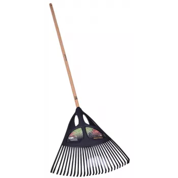 Fiskars Solid Leaf Rake, 52 cm Wide Polypropylene Head, 175 cm Aluminum Handle, 25 Flexible Tines, Black/Orange