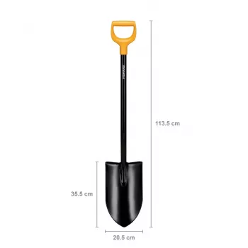 Fiskars Solid+ XL Sharp-Edged Spade with Steel D-Handle, Boron Steel Blade, 1250 mm