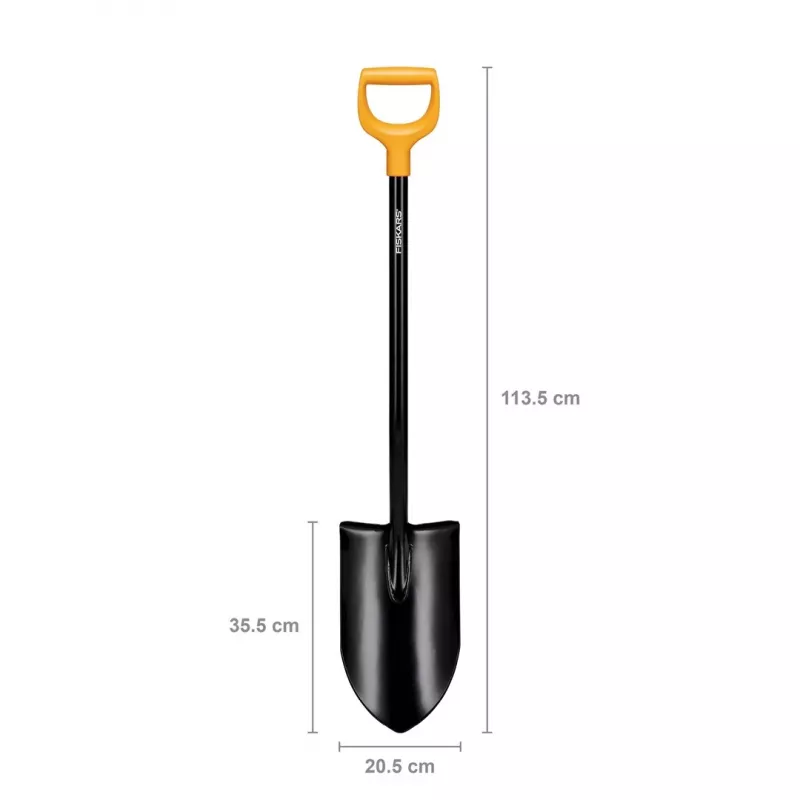 Fiskars Solid+ XL Sharp-Edged Spade with Steel D-Handle, Boron Steel Blade, 1250 mm