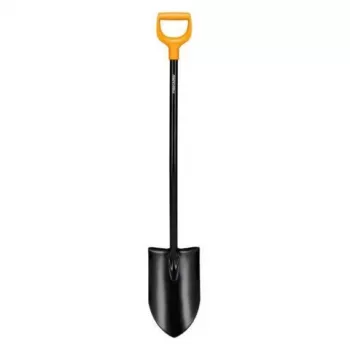 FISKARS SOLID+ XL Sharp Spade with Long Steel Shaft, Boron Steel Blade, D-Handle, 1250 mm
