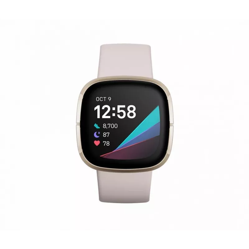Fitbit Sense Lunar Soft Gold Stainless Steel White