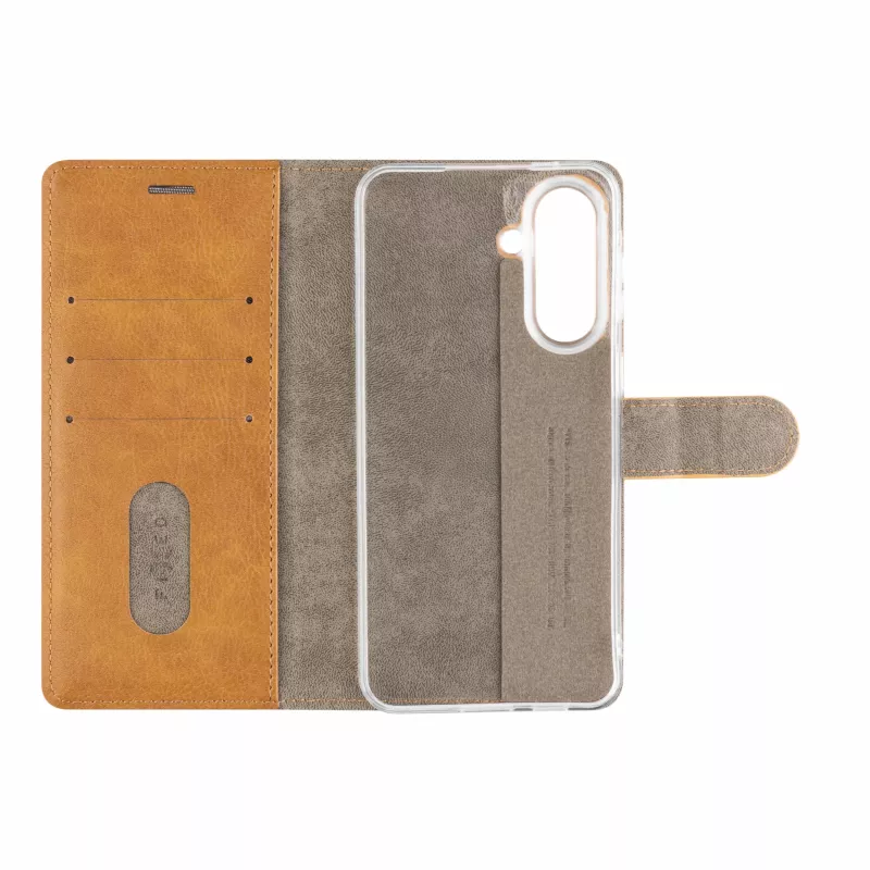 Fixed Opus Book Case for Samsung Galaxy A57 5G, Synthetic Leather, Brown