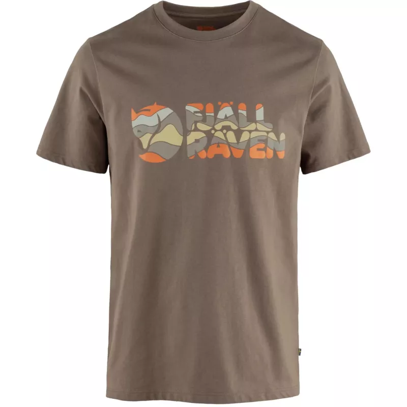 Fjällräven Men's Multicolor Logo T-Shirt Suede Brown Size S