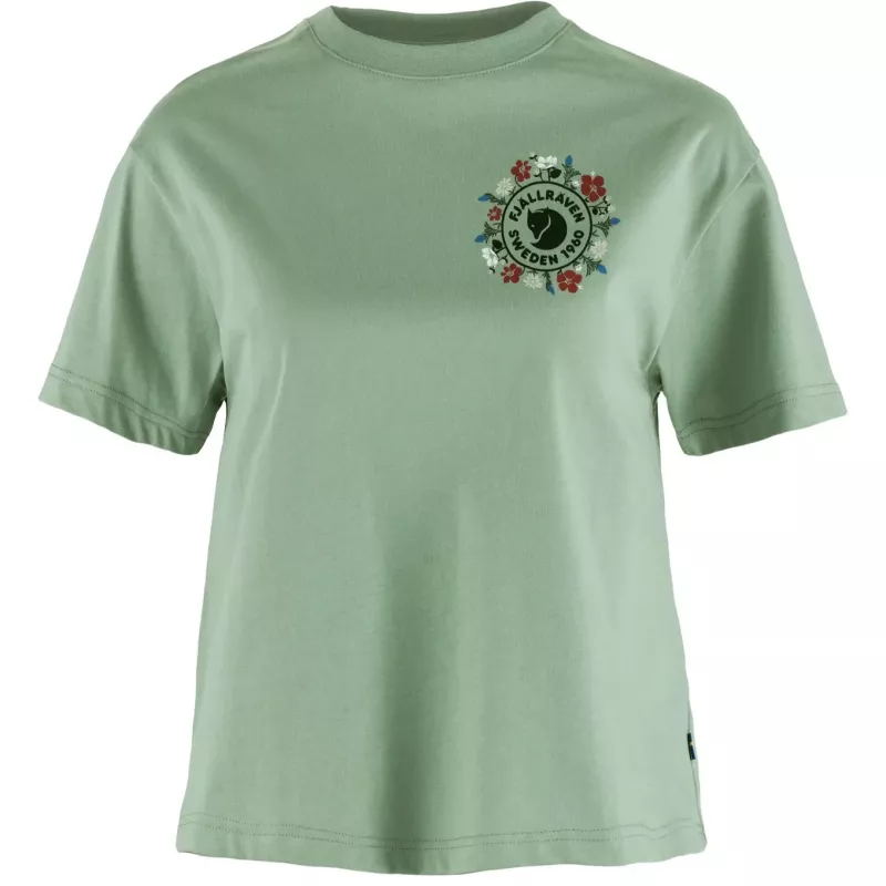 Fjällräven Women's T-Shirt Fjällblomster Logo Misty Green