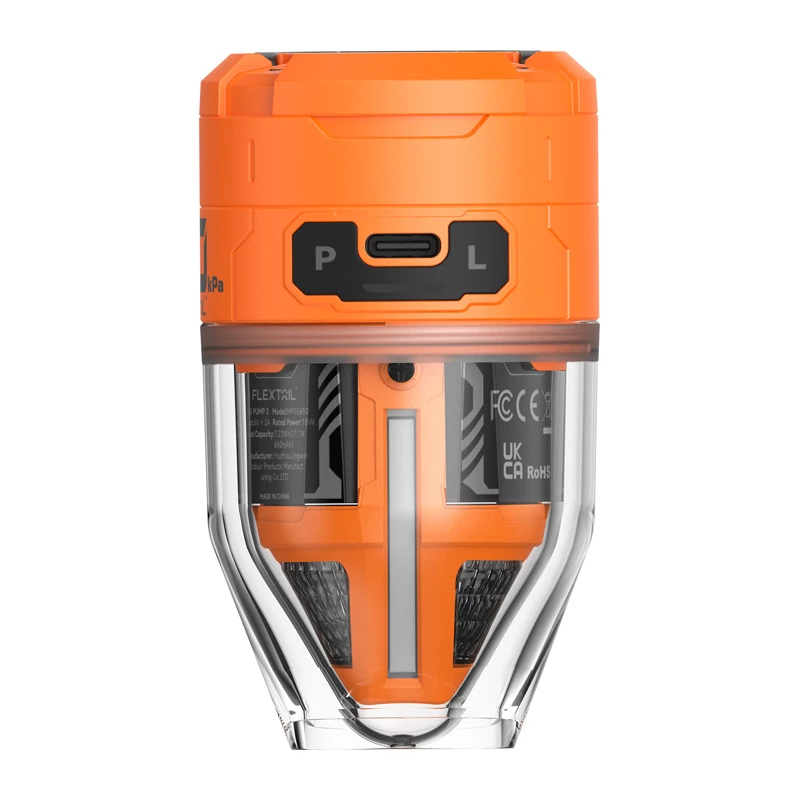 Flextail Max Pump 3 Portable Pump (Orange) – USB-C Rechargeable Air Pump with LED Light, 3600 mAh, IPX4