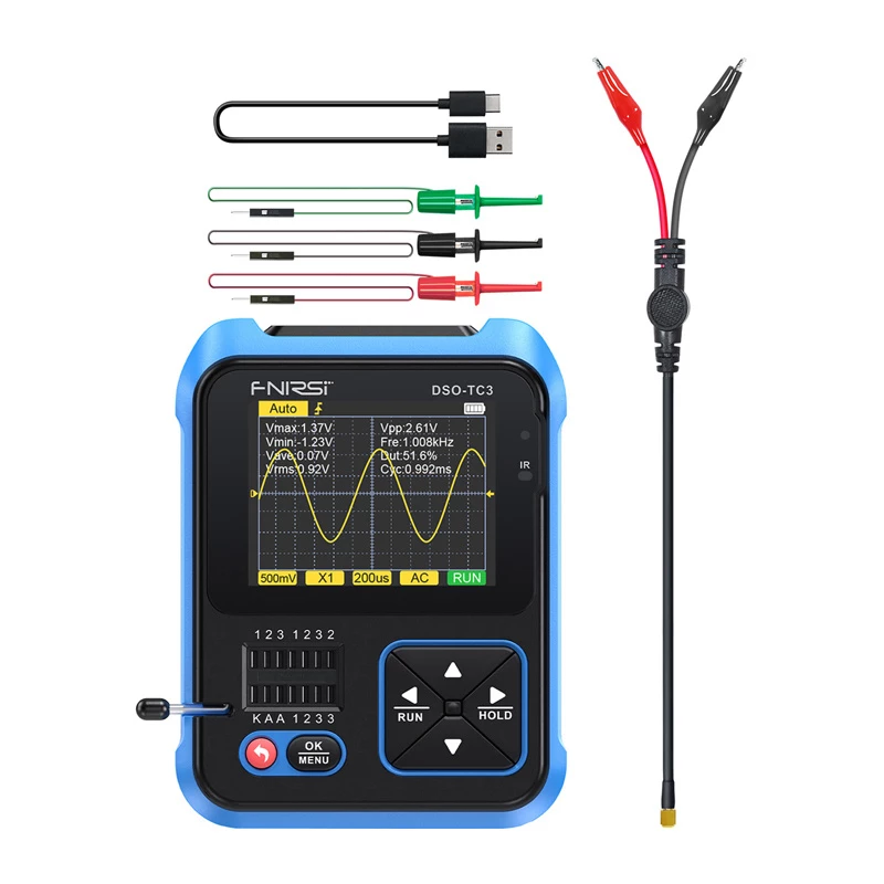 FNIRSI DSO-TC3 Handheld Digital Oscilloscope Transistor Tester Signal Generator 3-in-1