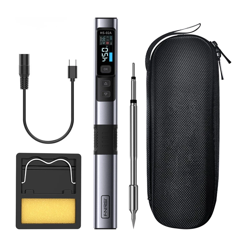 FNIRSI HS-02A 100 W Smart Soldering Iron with USB-C PD, OLED Display, Fast Heating