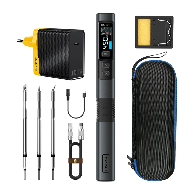 FNIRSI HS-02B MAX 100 W Smart Soldering Iron with Tool Kit