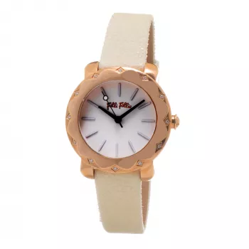 FOLLI FOLLIE Donatella Women's Quartz Watch WF14B002SPS 35mm Rose Gold Stainless Steel Pink Leather