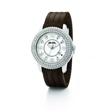 Folli Follie Donatella Women's Quartz Watch WF5T003ZTW 30mm Rose Gold Stainless Steel White Leather