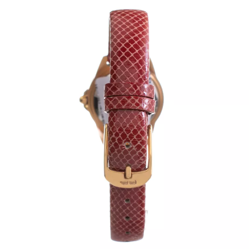 FOLLI FOLLIE Heart4Heart Women's Quartz Watch WF1B006STSR 33mm Rose Gold Stainless Steel Case White Dial Red Leather Strap