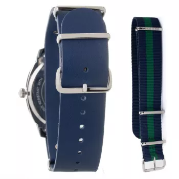 Folli Follie Men's Watch WT14T0015DV 40mm Stainless Steel Quartz Analog Black Dial Leather Strap