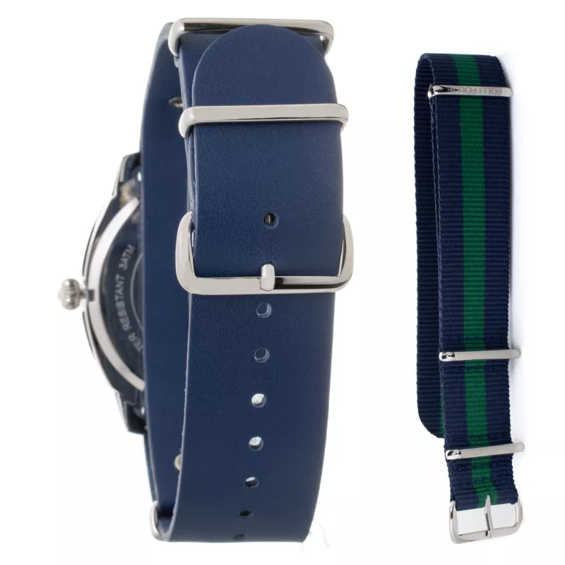 Folli Follie Men's Watch WT14T0015DV 40mm Stainless Steel Quartz Analog Black Dial Leather Strap