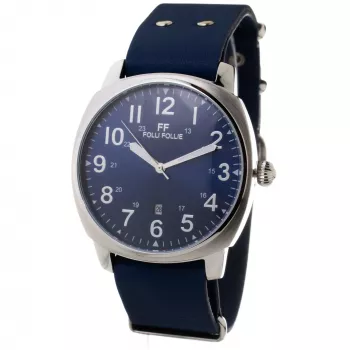 Folli Follie Men's Watch WT14T0015DV 40mm Stainless Steel Quartz Analog Black Dial Leather Strap