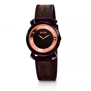 FOLLI FOLLIE Watch Woman WF15R013ZSB (28mm) - Rose Gold Stainless Steel Case, Pink Leather Strap, Quartz Movement