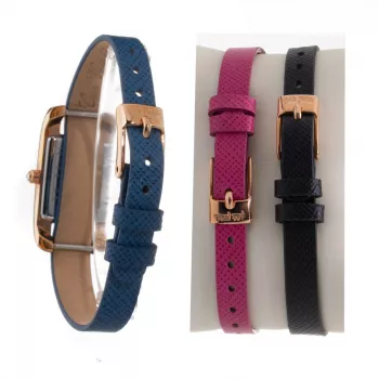 Folli Follie WF13B064SPWA Women's Quartz Analog Watch - White Leather Strap, 34mm Rose Gold Case