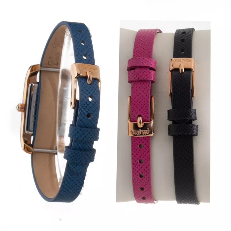 Folli Follie WF13B064SPWA Women's Quartz Analog Watch - White Leather Strap, 34mm Rose Gold Case