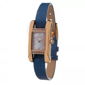 Folli Follie WF13B064SPWA Women's Quartz Analog Watch - White Leather Strap, 34mm Rose Gold Case