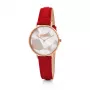 FOLLI FOLLIE Women's Quartz Analog Watch WF19R016SSWRE 32mm Stainless Steel Case White Dial Red Leather Strap
