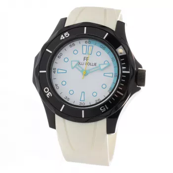 Folli Follie Women's Quartz Analog Watch WT13P001ZPW 45mm Stainless Steel White Leather