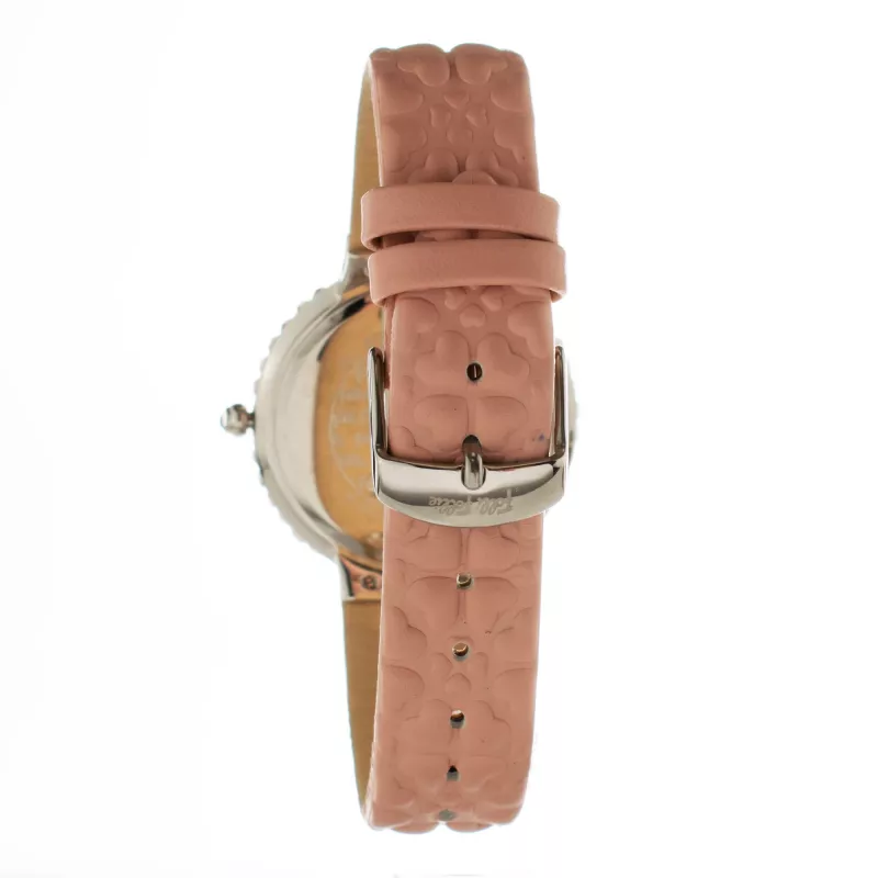 FOLLI FOLLIE Women's Watch WF13A032SPRDF 32mm Rose Gold Stainless Steel Case White Dial Pink Leather Strap Quartz Analog