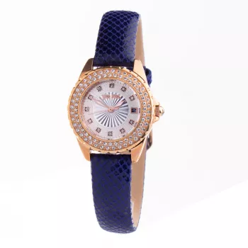 Folli Follie Women's Watch WF1B006STA 36mm Stainless Steel Quartz Analog Silver Dial Black Leather Strap