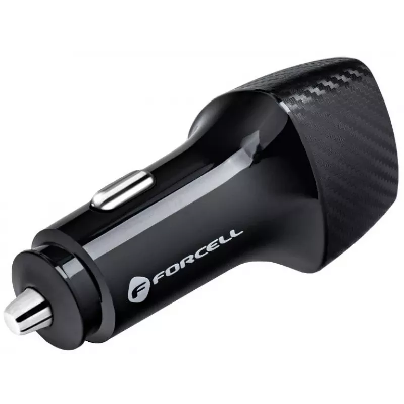 Forcell Carbon CC50-1A1C 38W Car Charger USB-C PD 3.0 + USB-A QC 3.0 Black