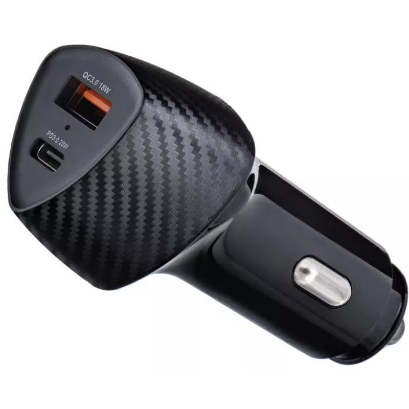 Forcell Carbon CC50-1A1C 38W Car Charger USB-C PD 3.0 + USB-A QC 3.0 Black