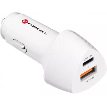 Forcell Carbon CC50-1A1C 38W USB-C PD + USB-A QC 3.0 Car Charger - White