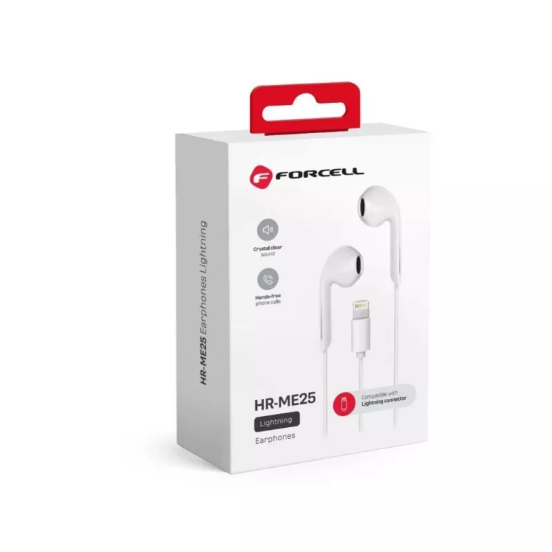 Forcell F-Audio HR-ME25 Lightning In-Ear Headphones with Mic & Remote, White