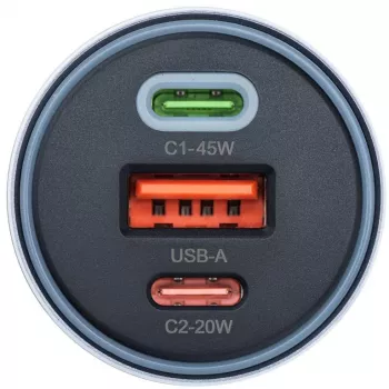 Forcell F-Energy 65 Car Charger 65W, 2x USB-C (PD 3.0) & 1x USB-A (QC 4.0), Grey