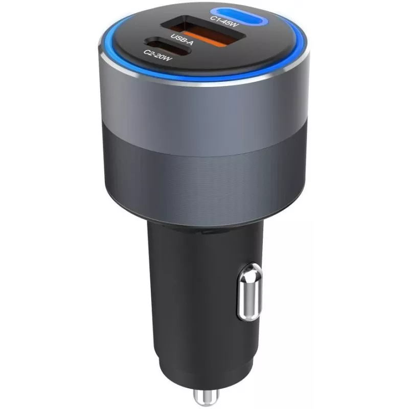 Forcell F-Energy 65 Car Charger 65W, 2x USB-C (PD 3.0) & 1x USB-A (QC 4.0), Grey