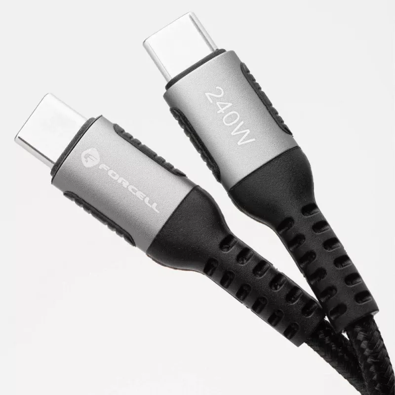Forcell F-Energy Cafule USB-C to USB-C Cable 3m 240W PD 3.1 QC 4.0 Braided Black