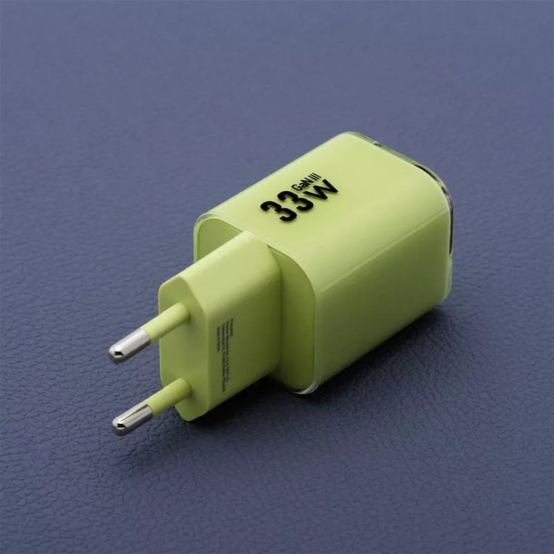 Forcell F-Energy GaN III VT-41 33 W GaN Wall Charger, 1x USB-C PD 3.0/PPS & 1x USB-A QC 4.0, Green