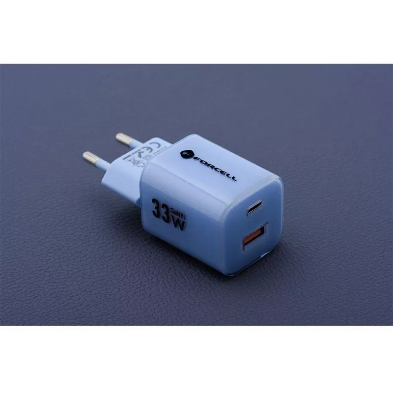 Forcell F-Energy GaN III VT-41 33W USB-C & USB-A Wall Charger, PD 3.0, QC 4.0, Blue