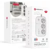 Forcell F-Energy VT-PS03 Smart Power Strip, 3x Schuko Sockets, USB-C PD 30W, 3x USB-A QC 3.0, Wi-Fi, Tuya App Control, 2500W/10A