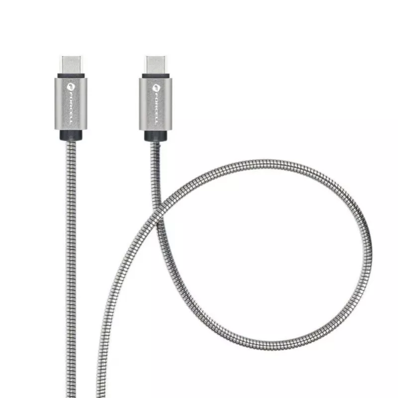 Forcell USB-C to USB-C Cable F-Energy QC4.0 PD 5A 100W E-Mark Metal 1m Silver C239