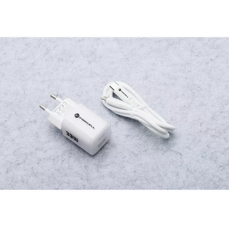 Forcell VT-41 GaN III 33W Wall Charger with 1x USB-C PD 3.0 & 1x USB-A QC 4.0 (White)